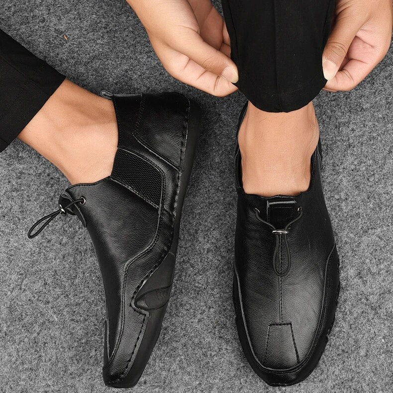 Men's Slip-On Casual Shoes with Elastic Laces and Grip Sole